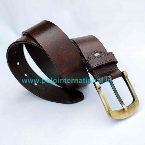 Zinc Full Grain Leather Belt For Men With Brass Buckle.