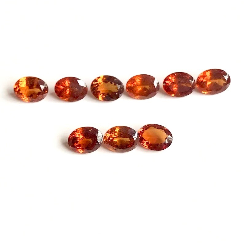 7x9mm Hessonite Garnet Faceted Oval Loose Gemstones