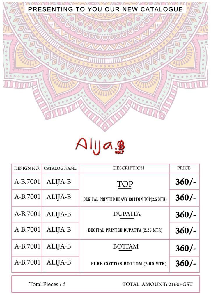 Keval Fab Alija B Vol 7 Cotton Karachi Printed Dress Material Catalog