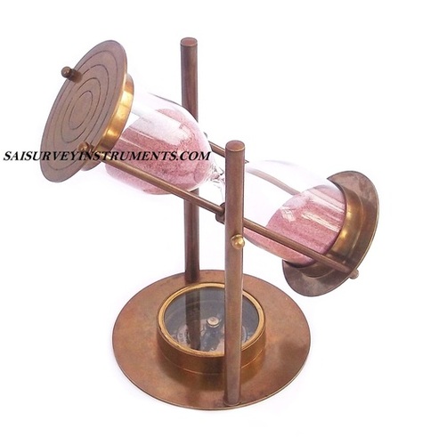 As Shown In Picture Brown Antique Sand Timer With Compass 5 Minutes
