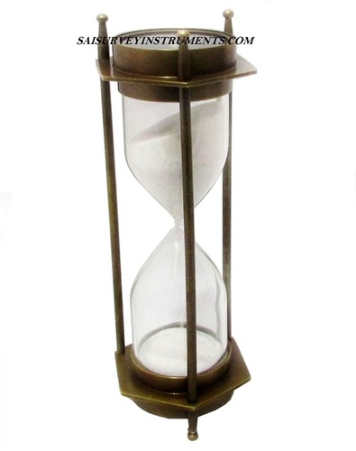 Antique Sand Timer with Two Sided Compass 5 Minutes