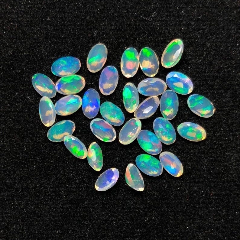 5x7mm Ethiopian Opal Faceted Oval Loose Gemstones