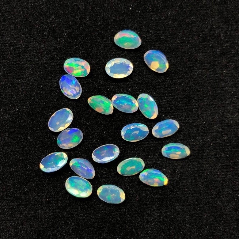 7x9mm Ethiopian Opal Faceted Oval Loose Gemstones