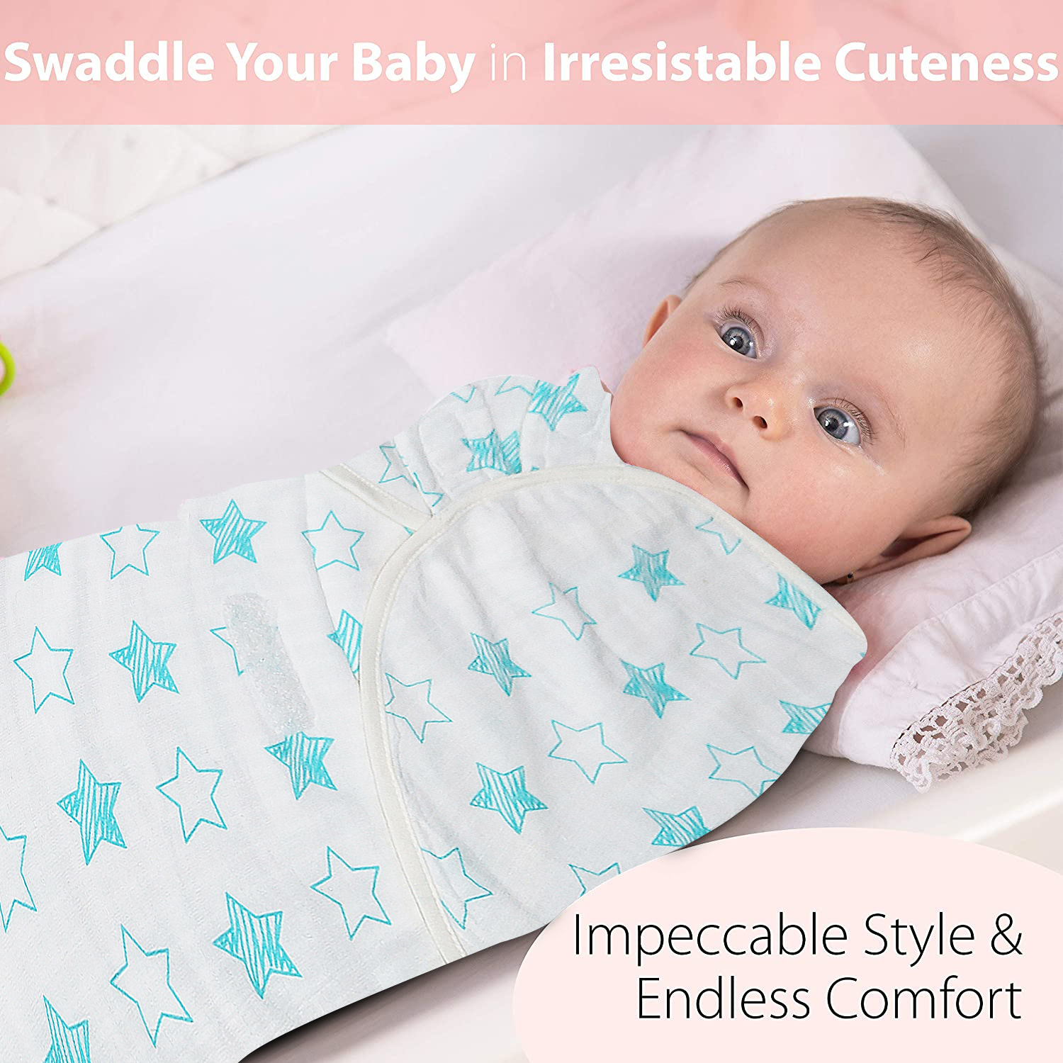 Baby swaddler combo made in soft muslin fabric