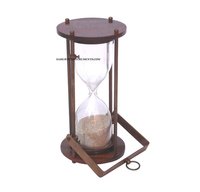 Antique Brass & Wood Hanging Sand Timer 3 Minutes