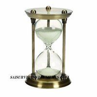 ANTIQUE BRASS SAND TIMER - 4 x 4 x 7 INCH (15 MIN)