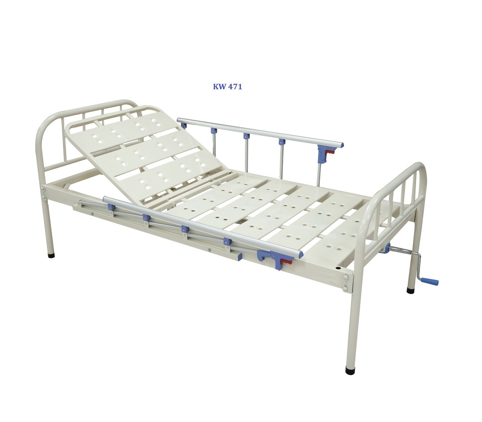 KW 471 - BACKREST/SEMI-FOWLER COT WITH ALUMINIUM RAILINGS