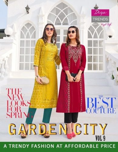 Diya Trends Garden City Vol 9 Rayon Printed Kurti Catalog