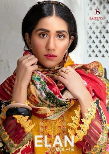 Deepsy Suits Elan Vol 13 Satin Silk With Embroidery Dress Material Catalog