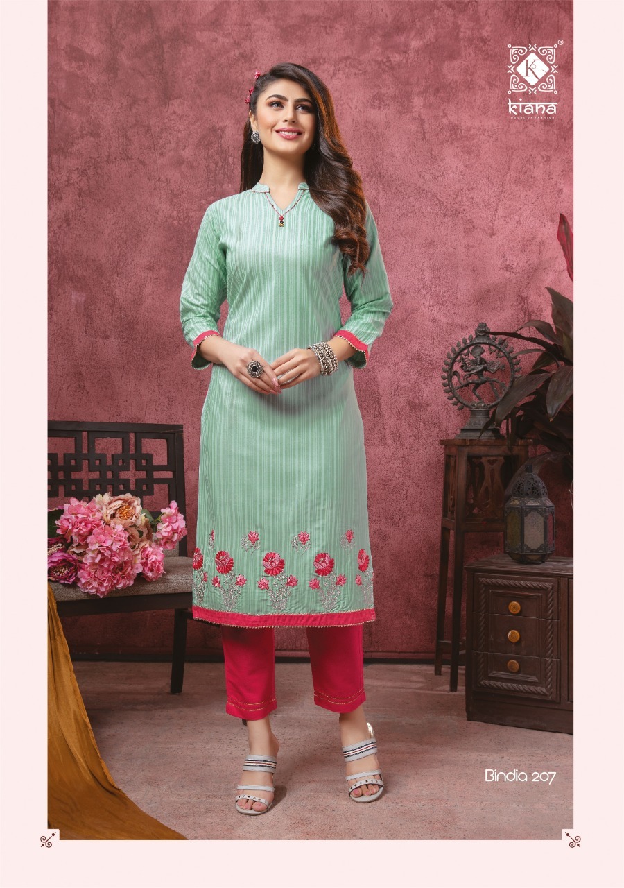 Kiana Fashion Bindia Vol 2 Cotton Rayon With Work Kurti With Bottom Catalog