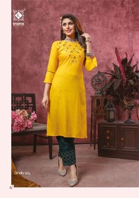 Kiana Fashion Bindia Vol 2 Cotton Rayon With Work Kurti With Bottom Catalog
