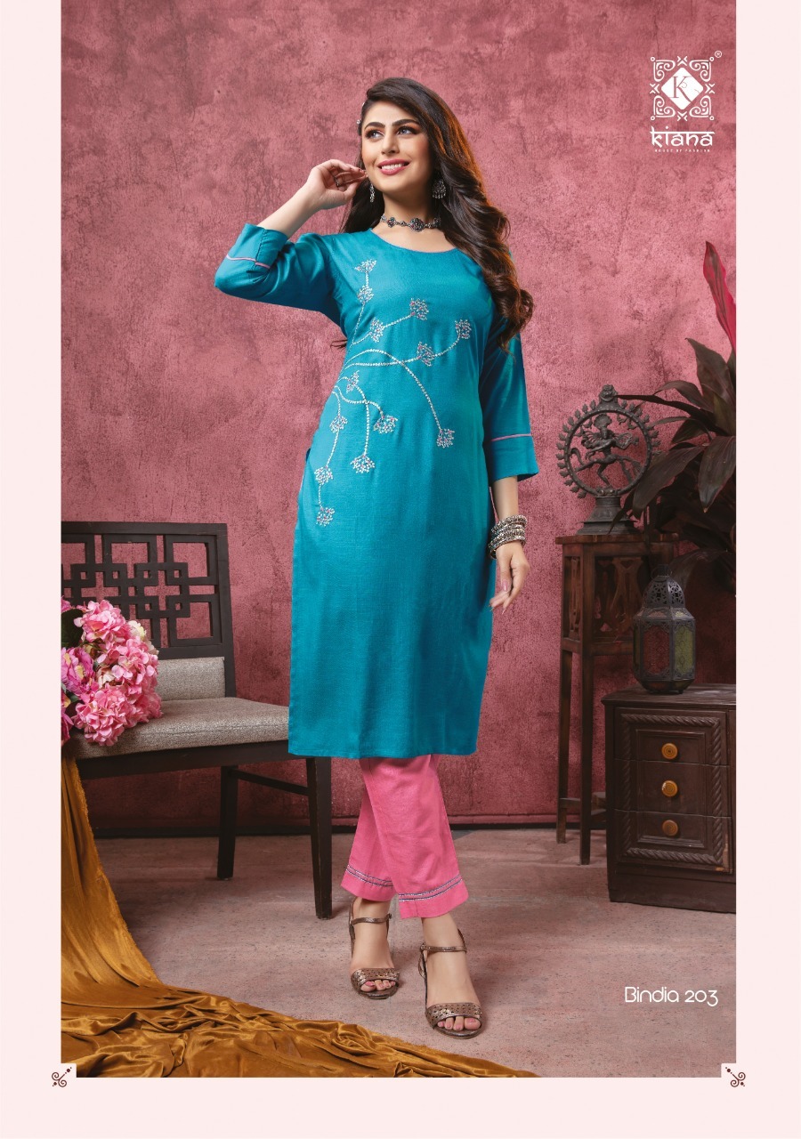 Kiana Fashion Bindia Vol 2 Cotton Rayon With Work Kurti With Bottom Catalog