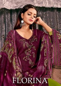 Meera Trend Florina Cotton With Print And Embroidery Work Dress Material Catalog