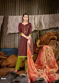 Meera Trend Florina Cotton With Print And Embroidery Work Dress Material Catalog
