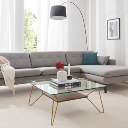 Hair Pin Table with metal caps to hold Tempered glass