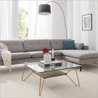 Hair Pin Table With Metal Caps To Hold Tempered Glass