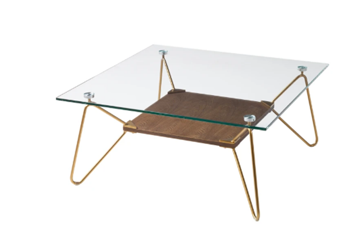 Hair Pin Table with metal caps to hold Tempered glass