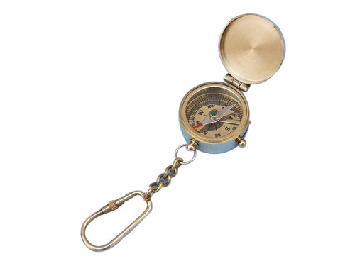BRASS COMPASS KEY CHAIN with LID