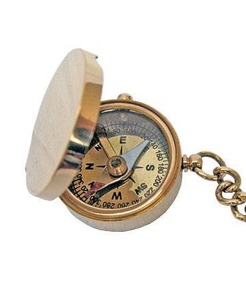 BRASS COMPASS KEY CHAIN with LID