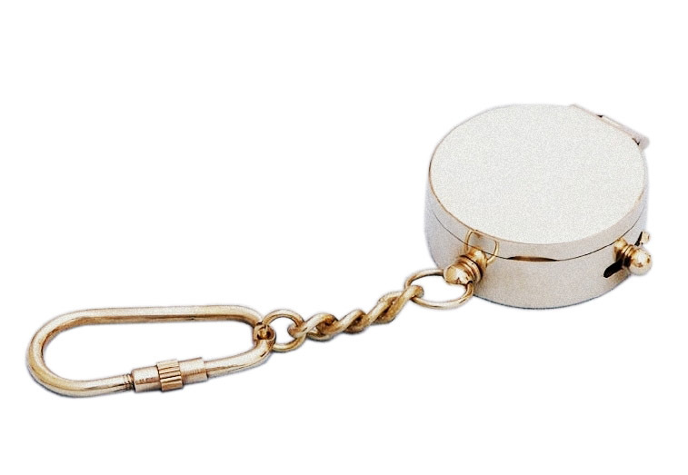BRASS COMPASS KEY CHAIN with LID