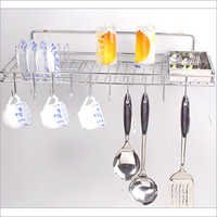 Kitchen Grid - 24" X 12" Chrome Finish | Stainless Steel Wall Mount With 6 Hooks, Load Capacity 20 Lbs