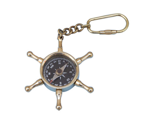 Brass Wheel Compass Key Chain