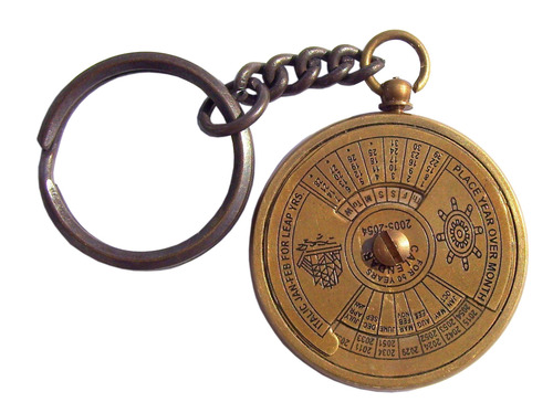 Brown Antique Brass Key Ring Italic Calendar