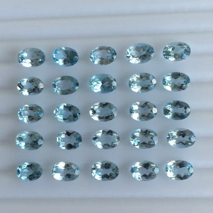 4x5mm Sky Blue Topaz Faceted Oval Loose Gemstones