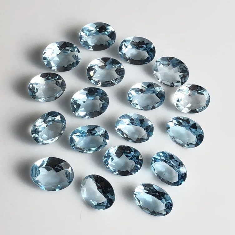 6x8mm Sky Blue Topaz Faceted Oval Loose Gemstones