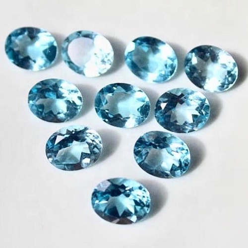 9x11mm Sky Blue Topaz Faceted Oval Loose Gemstones