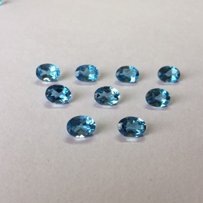 8x10mm Swiss Blue Topaz Faceted Oval Loose Gemstones