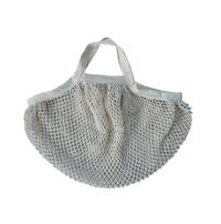 Square Texture Cotton Mesh Grocery Bag With Web Handle