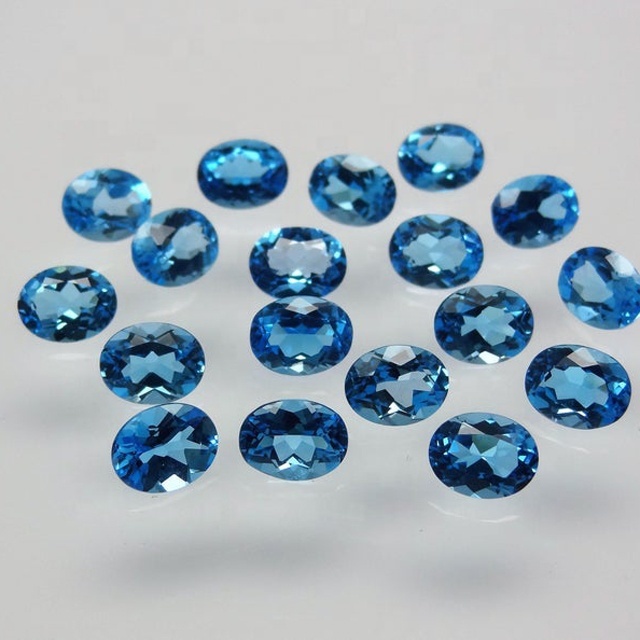 9x11mm Swiss Blue Topaz Faceted Oval Loose Gemstones