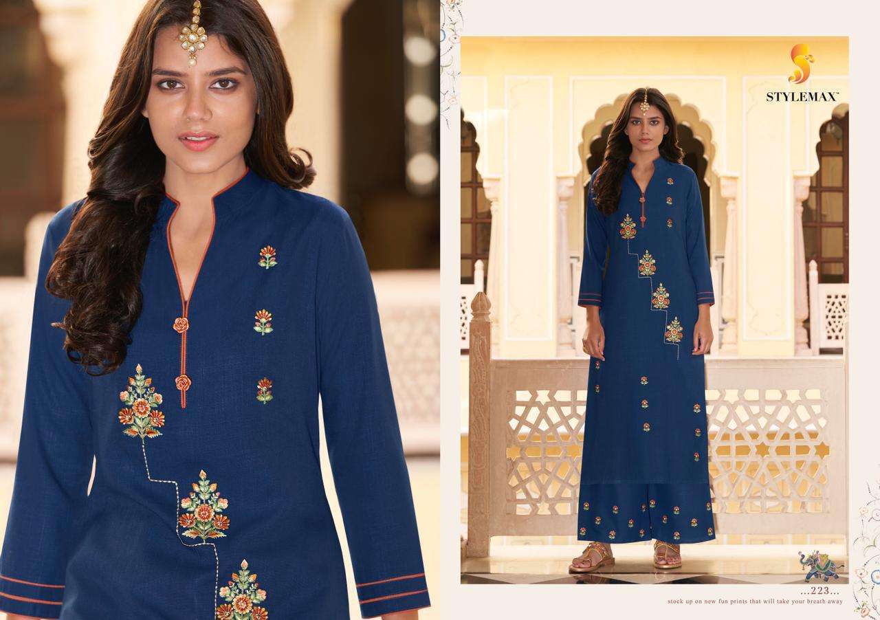 Stylemax Vintage Vol 6 Rayon Embroidered Kurti With Bottom Catalog