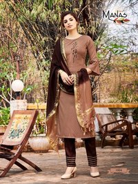 Manas Fab Kaara Fancy Dobby Weaving With Embroidered Readymade Suit Catalog