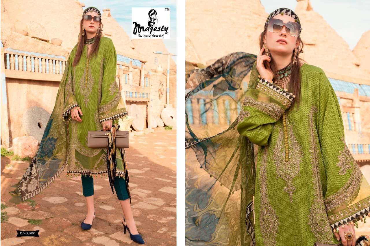 Majesty Maria B Lawn Vol 7 Jam Silk Print With Embroidery Pakistani Suit Catalog