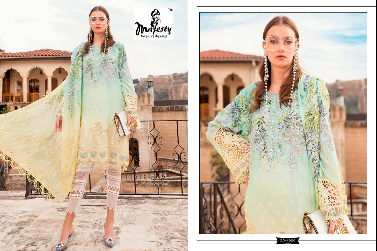 Majesty Maria B Lawn Vol 7 Jam Silk Print With Embroidery Pakistani Suit Catalog