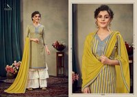 Kaara Suits Ding Dong Jam Satin Print With Embroidery Work Sharara Suit Catalog