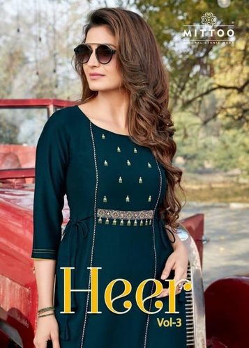 Mittoo Heer Vol 3 Rayon With Embroidery Work Kurti Catalog