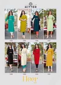 Mittoo Heer Vol 3 Rayon With Embroidery Work Kurti Catalog