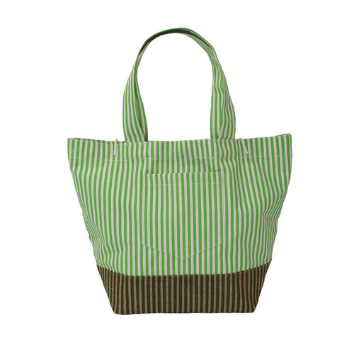 12 OZ Natural Canvas Tote Bag With Front Pocket With One Color Stripe Print All Over