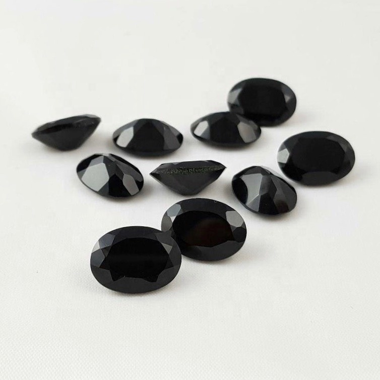 10x12mm Black Onyx Faceted Oval Loose Gemstones