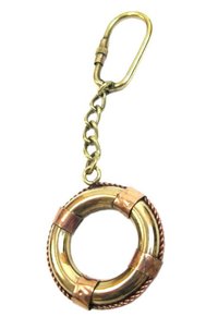 Brown Brass Key Chain Nautical Life Ring Collectible Marine Miniature Life Ring For Key Ring