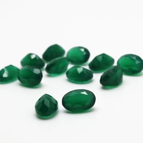 lot Natural Green Onyx 7x9mm oval cut faceted loose gemstone for jewelry 10 pcs