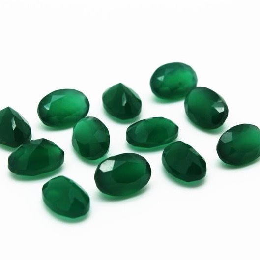 9x11mm Green Onyx Faceted Oval Loose Gemstones