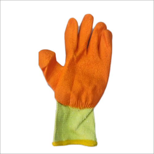 Orange Rubber Coated Hand Gloves
