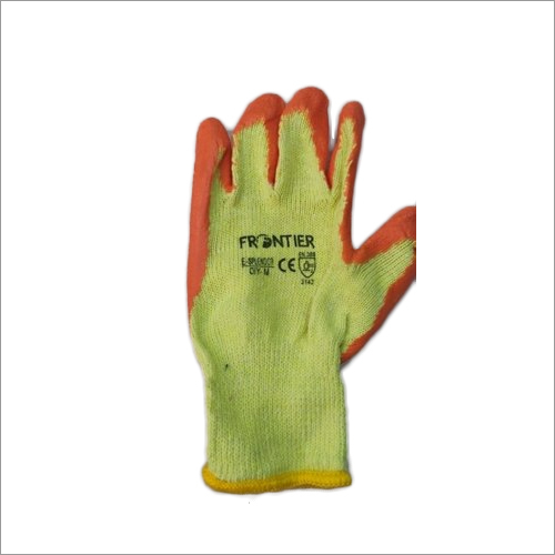 Coated Hand Gloves - Rubber with Cotton Lining | Full Finger Design, Printed Pattern for Industrial Use