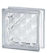 Checkers Glass Bricks - 190x190x80mm, White Glass With Bubbles Pattern | Hollow Structure, Glossy Surface, Non-conductive, Ideal For Commercial & Residential Use
