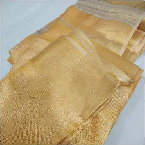 Ladies Golden Linen Saree