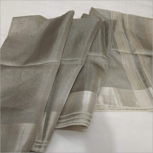 Ladies Grey Linen Saree